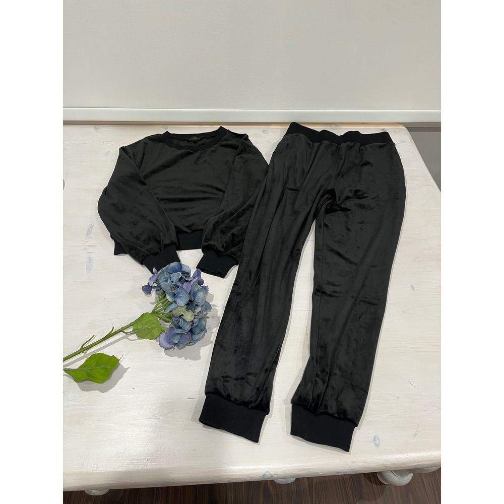 Dance & Marvel black Velour Lounge Set - Comfy, Elastic Waist M, S‎ Top